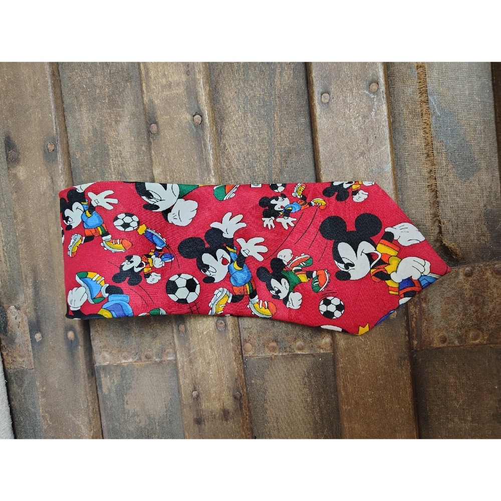 Mickey Unlimited Tie Novelty Soccer Mickey Mouse Disney Necktie Red